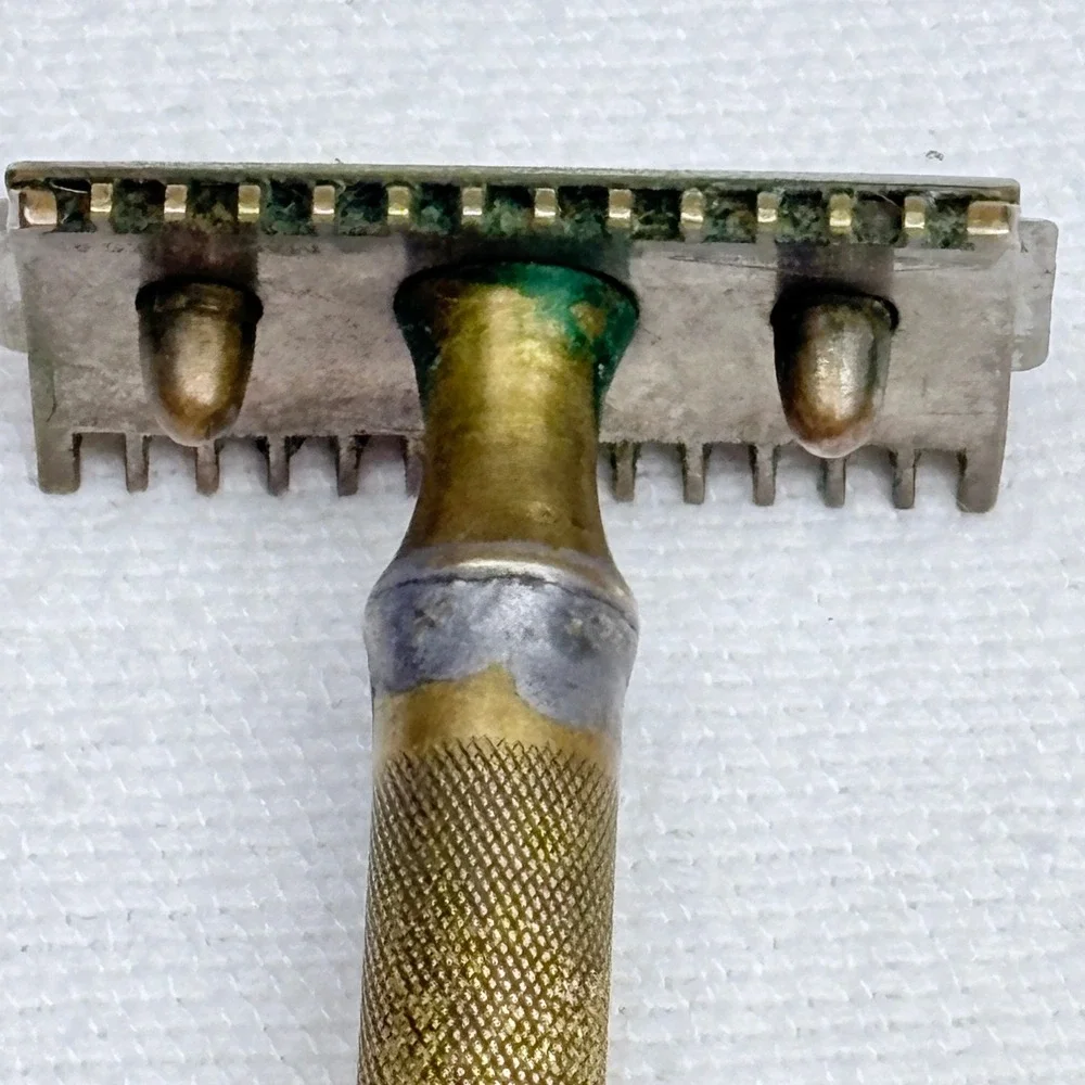 Vintage Gillette Safety Razor Open Comb Brass Ball End Double Sided Made in USA